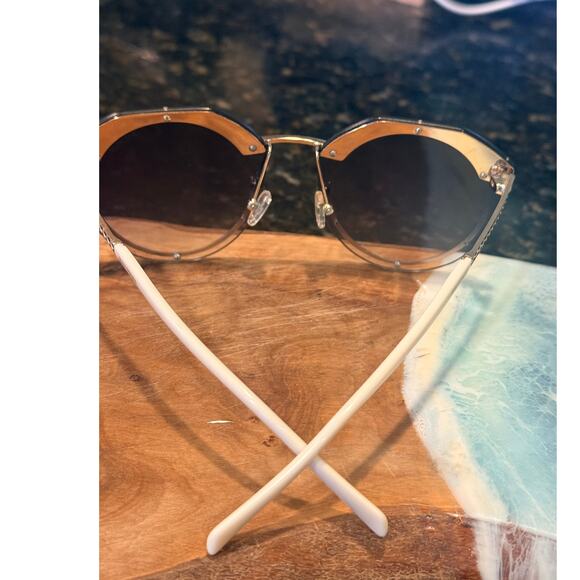 Balmain Paris BL2534 Sunglasses Gold White Round Cat 3 Made in France